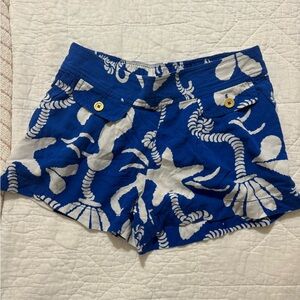 Lilly Pulitzer Blue and White Nautical Resort Shorts